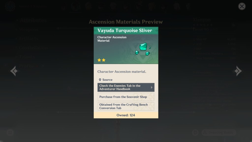 Vayuda Turquoise Sliver is Ifa's ascension material