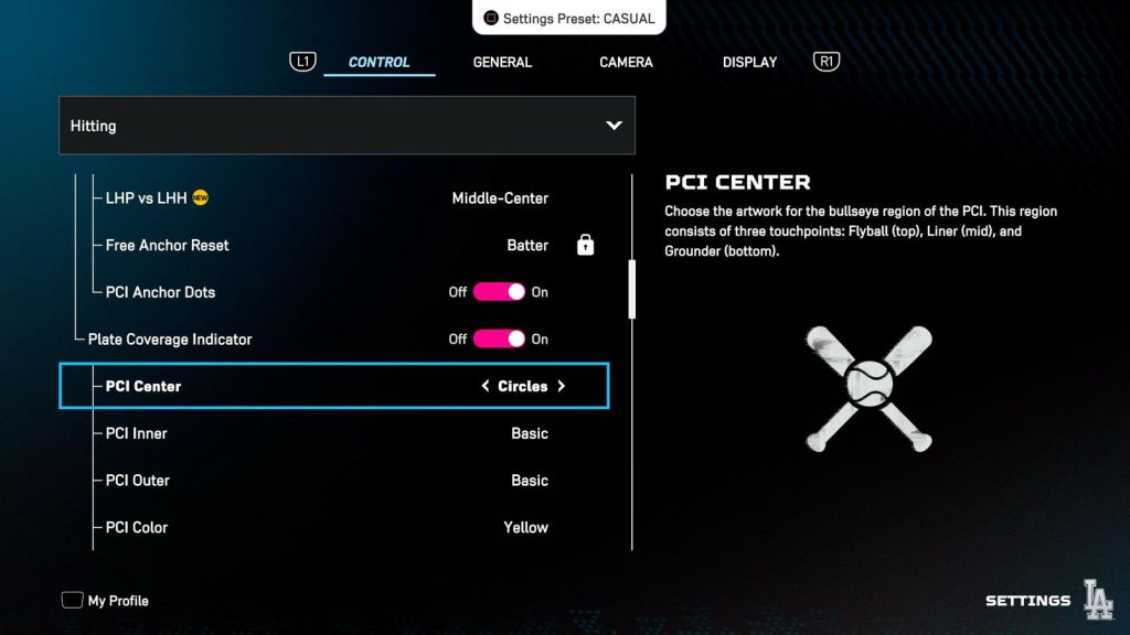 Hitting settings in MLB The Show 25