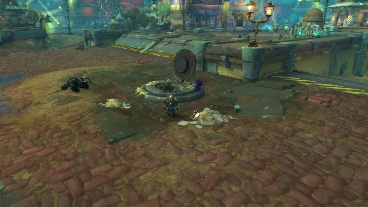 A goblin stands in front of an open Manhole