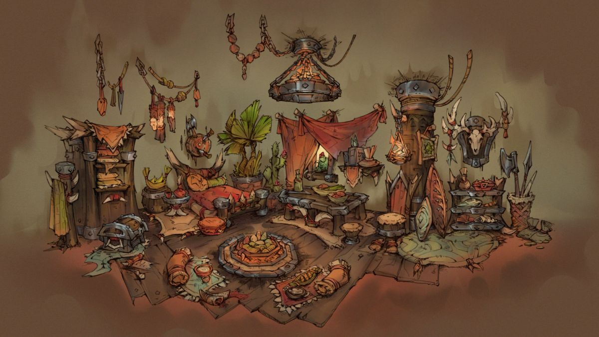 Concept art of the types of furnishing a player might have in their home