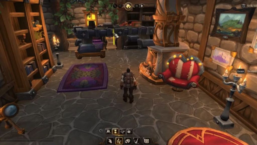 A table is floating in the air as a player uses Player Housing's interface to move it around