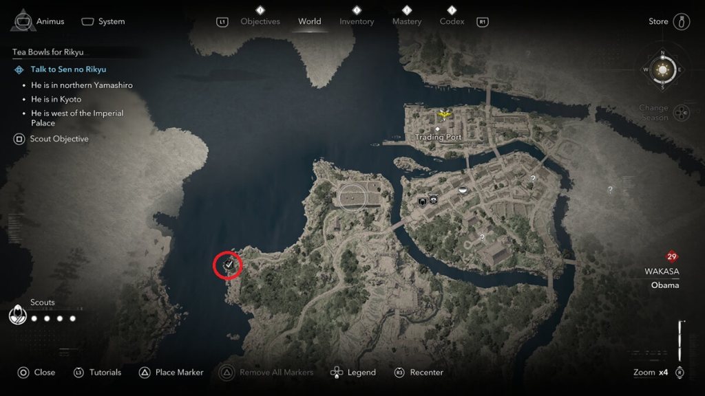 Assassin's Creed Shadows screenshot of the Kuji-kiri location: Pond of the Heron.