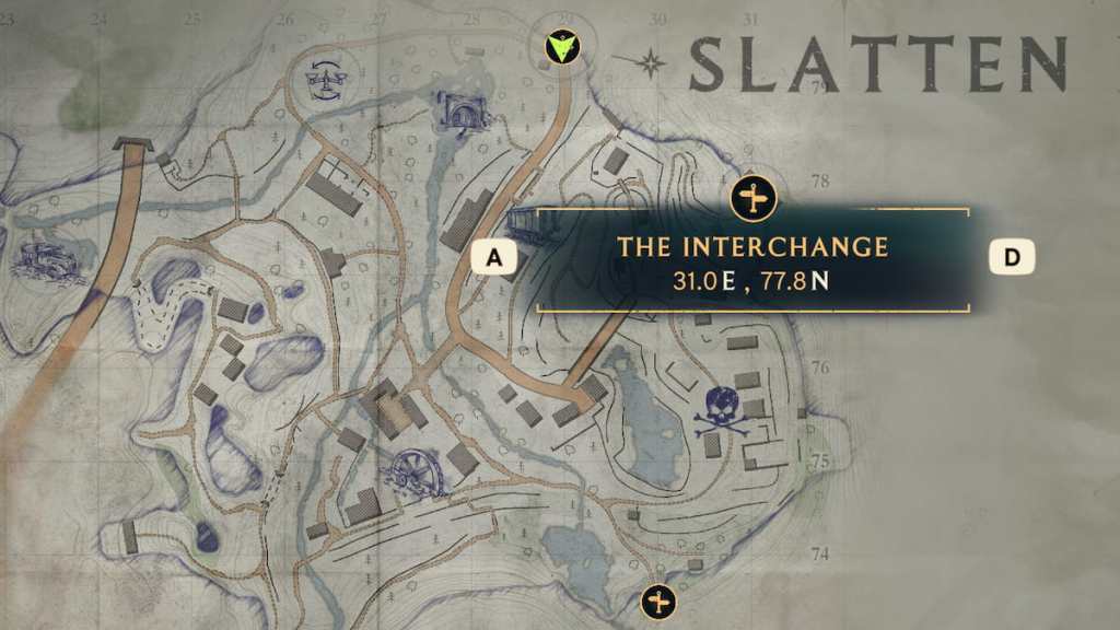 Atomfall Interchange on Slatten Dale map