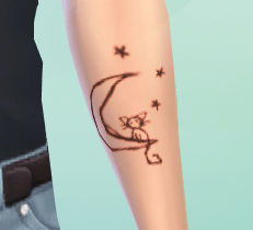 Cat and Moon tattoo design in The Sims 4 