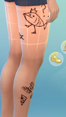 Fish with feet tattoo design in The Sims 4