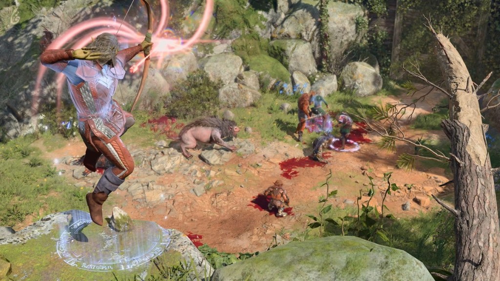 Baldur's Gate 3 screenshot of the Arcane Archer subclass in action.