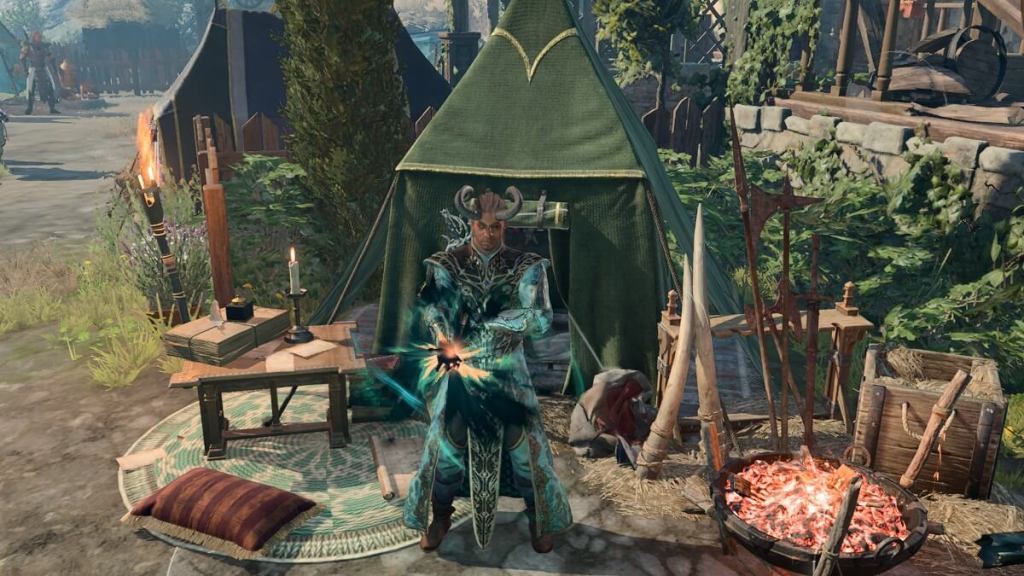 Baldur's Gate 3 screenshot of Wyll performing the Vampiric Touch spell.