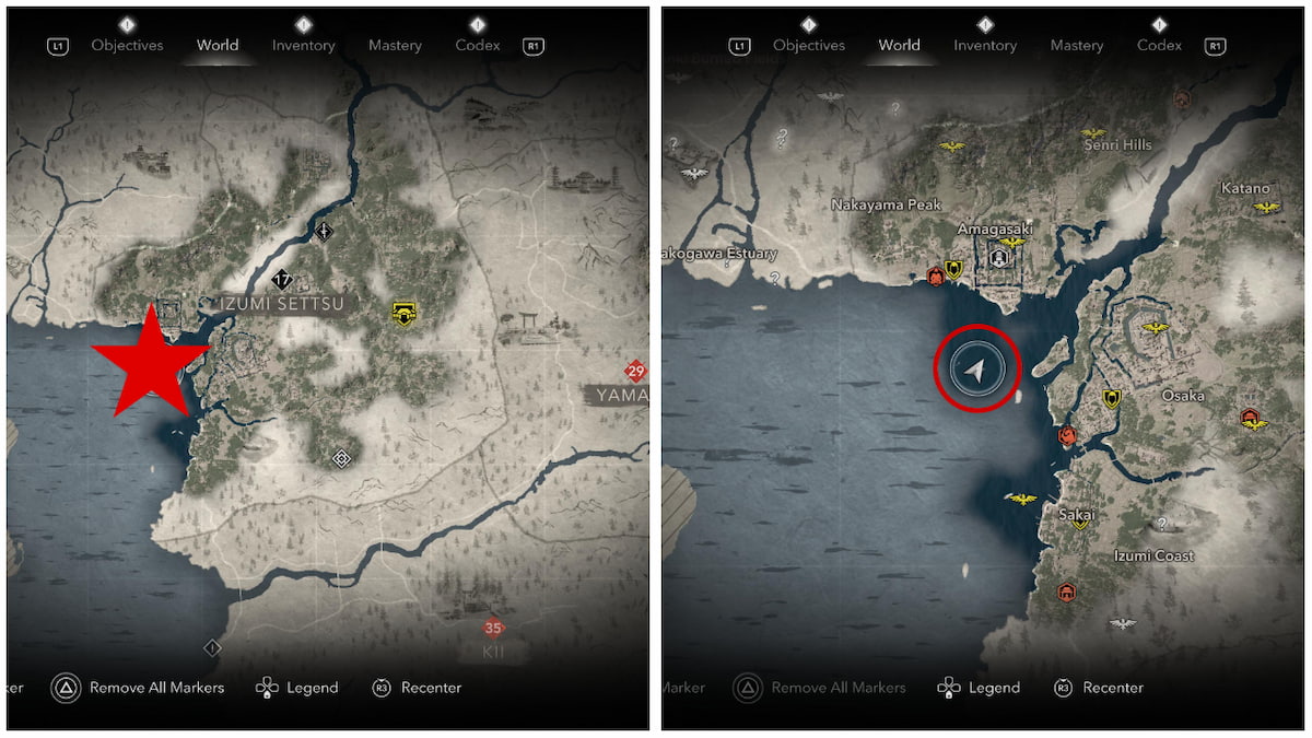 Bloodshade Legendary Weapon map location in Izumi Settsu