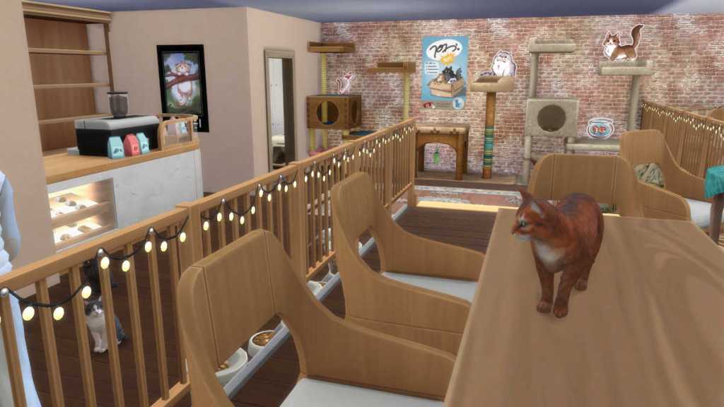 A Cat Café created in The Sims 4: Businesses and Hobbies