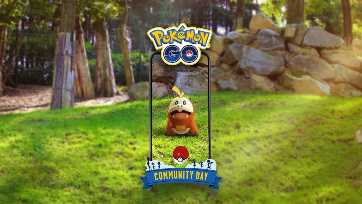 Official art work for the Fuecoco Community Day event in Pokémon GO, March 2025