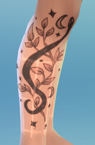 Botanical tattoo design in The Sims 4