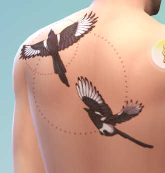Magpies tattoo design in The Sims 4