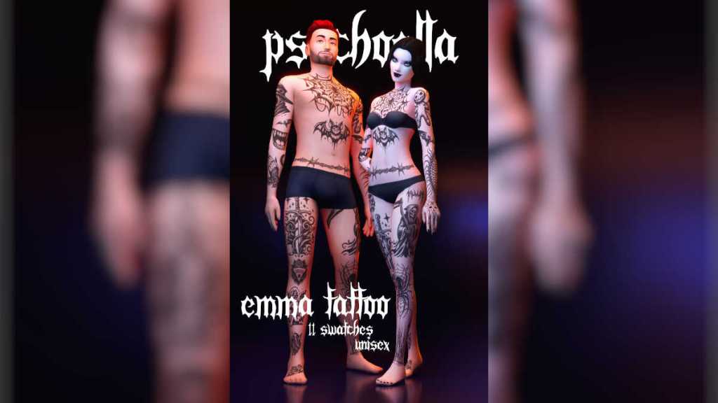 The Emma Full Body Tattoo CC for The Sims 4 by PsychoElla