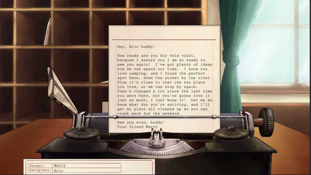 Screenshot from Every Letter showing a letter in a typewriter