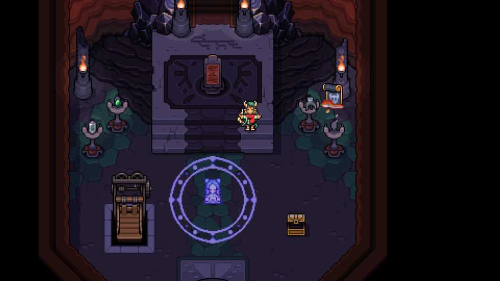 Caldarus using Dragon's Breath at the Fire Seal in Fields of Mistria