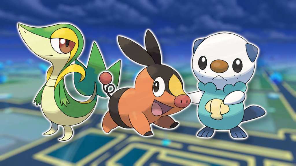 Snivy, Tepig, and Oshawott in Pokémon GO
