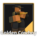 Golden Cowboy Tower from the Tower Defense Simulator Roblox experience