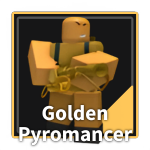Golden Pyromancer Tower from the Tower Defense Simulator Roblox experience