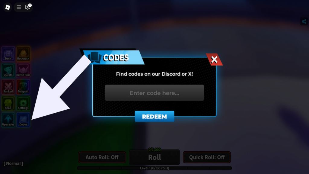 How to redeem codes in Anime Card Clash