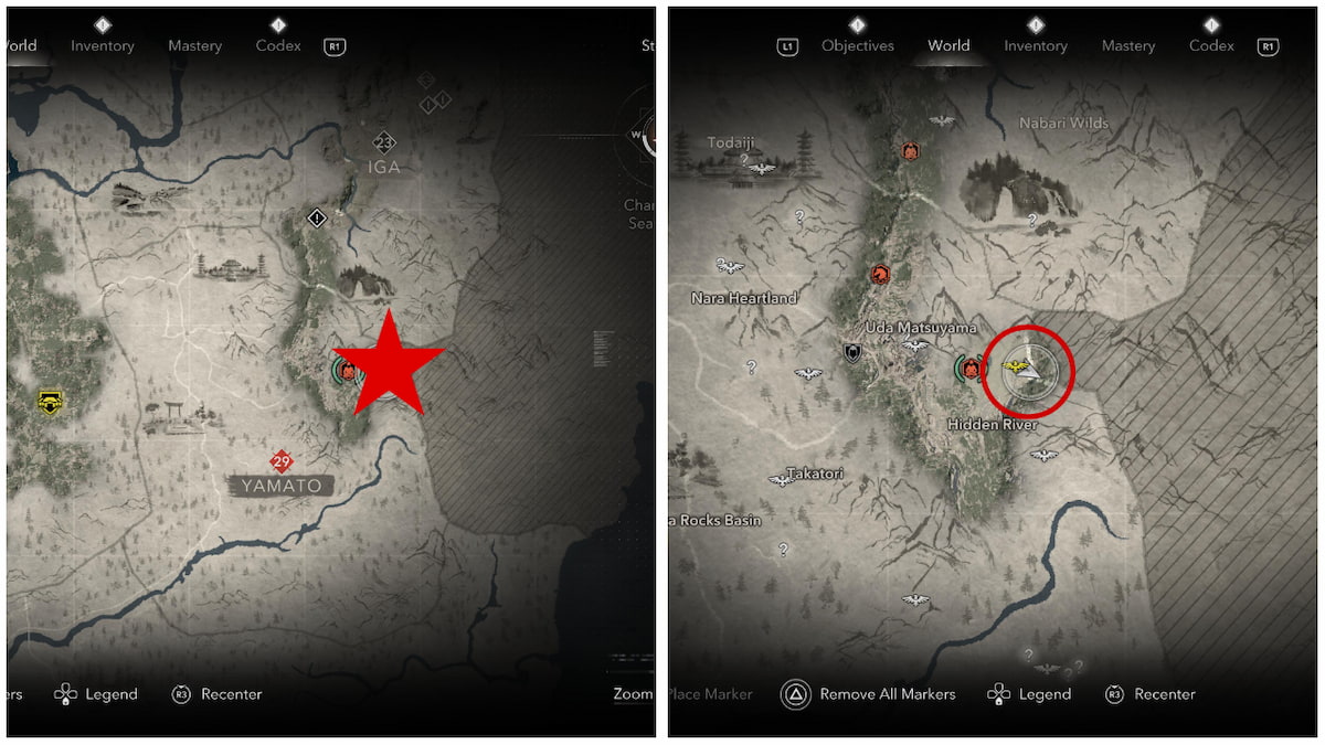 Iga's Flame map location in Yamato