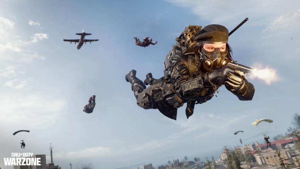 Warzone operators shooting while skydiving