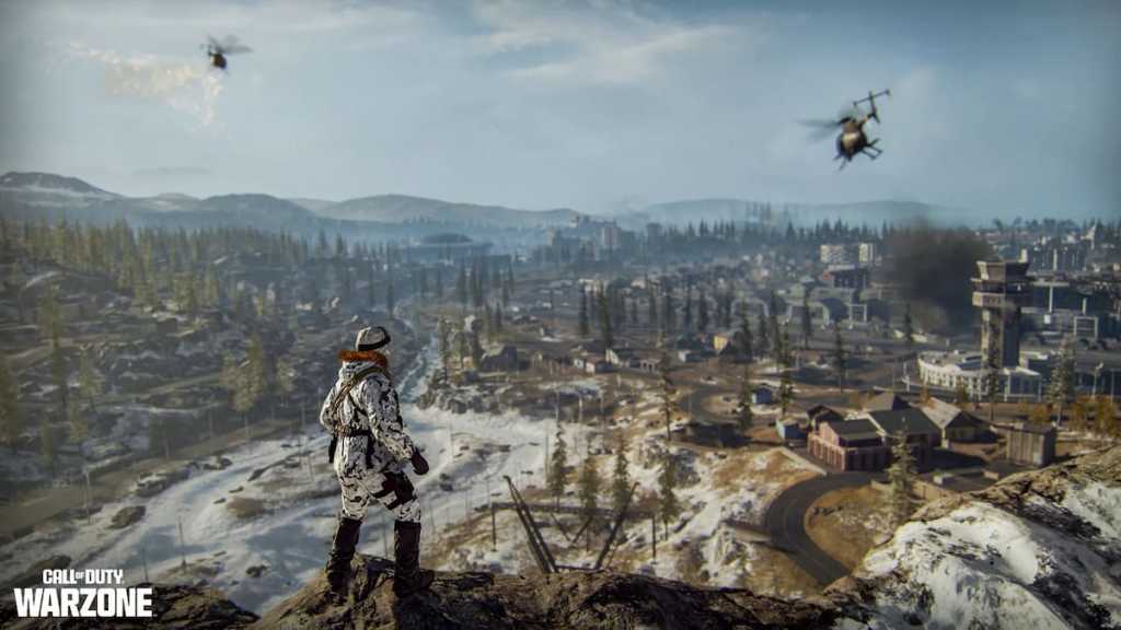 Warzone operator looking out over the hills of Verdansk