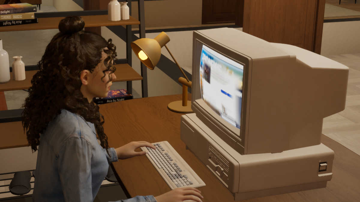Zoi using a computer in InZoi