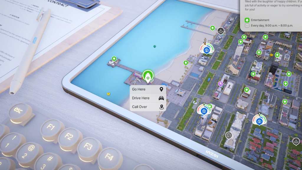 InZOI driving car option on the map