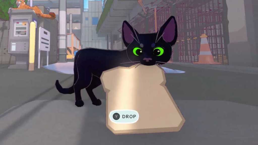 Cat holding bread in Little Kitty, Big City