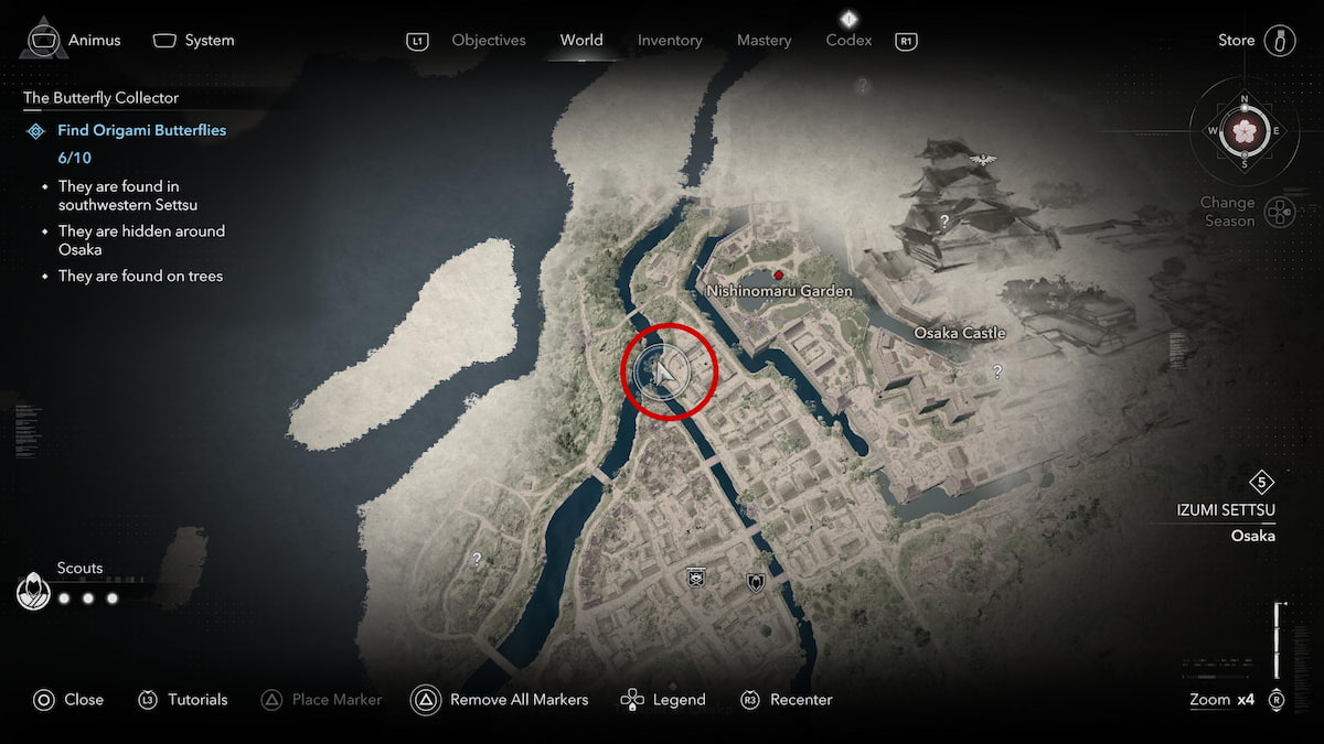 Purple butterfly Osaka map location