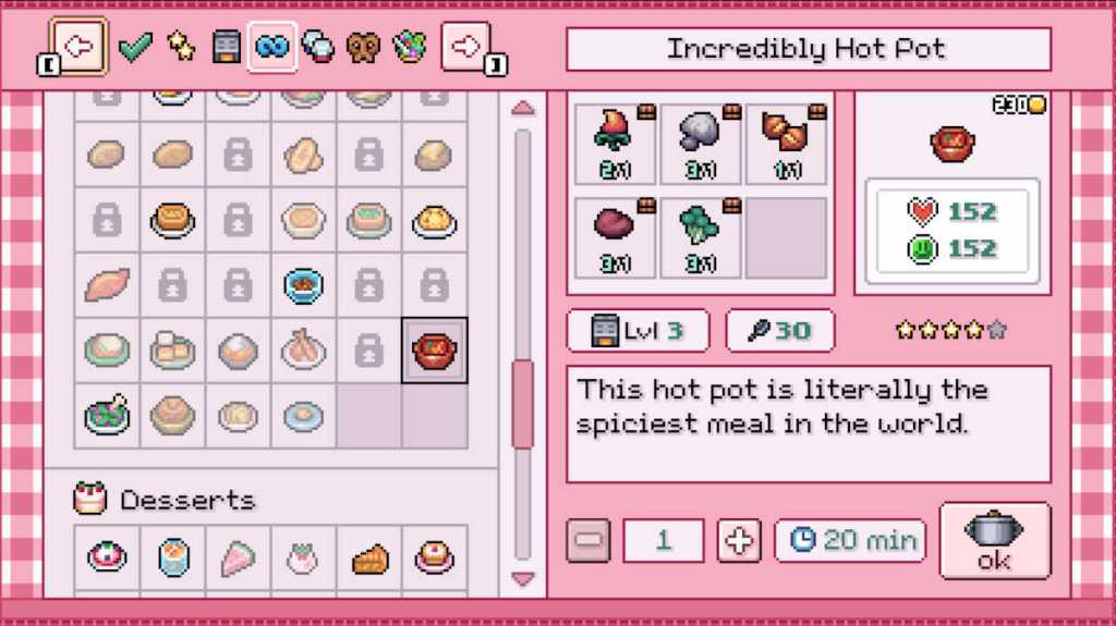 Recipe for Incredibly Hot Pot in Fields of Mistria