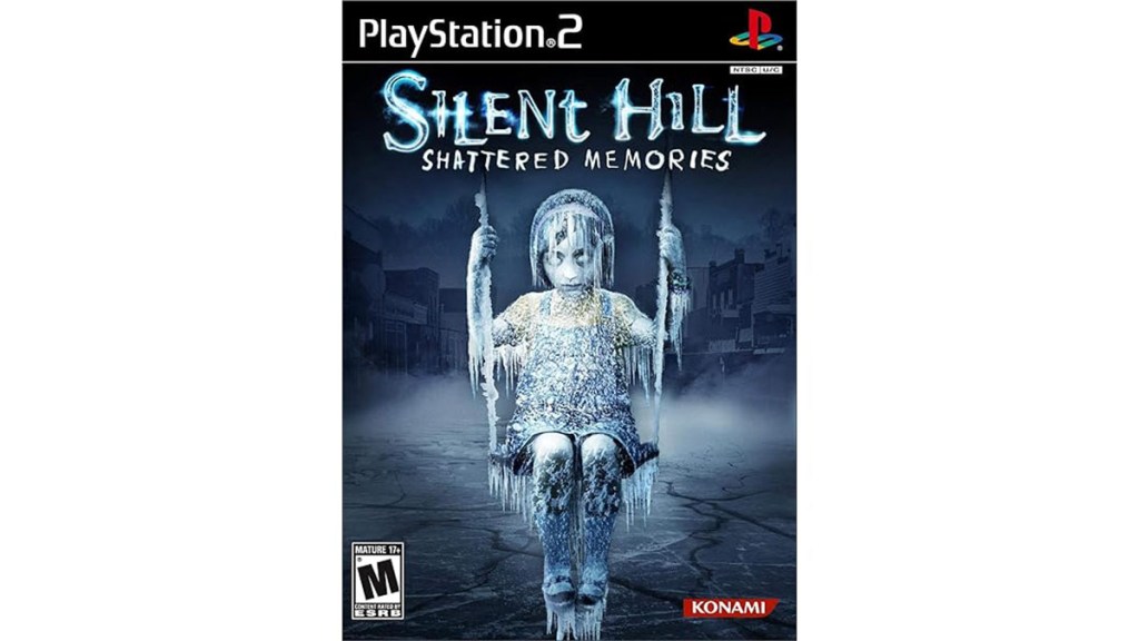 The cover art for SIlent Hill Shattered Memories shows a frozen little girl sitting on a swing.