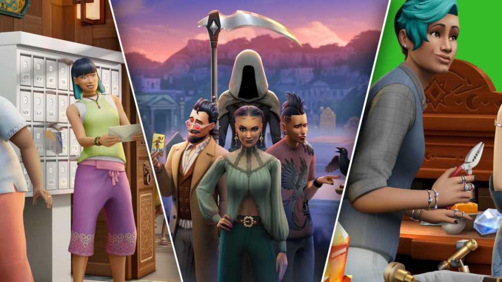 For Rent, Life and Death, and Crystal Creations artwork for The Sims 4 