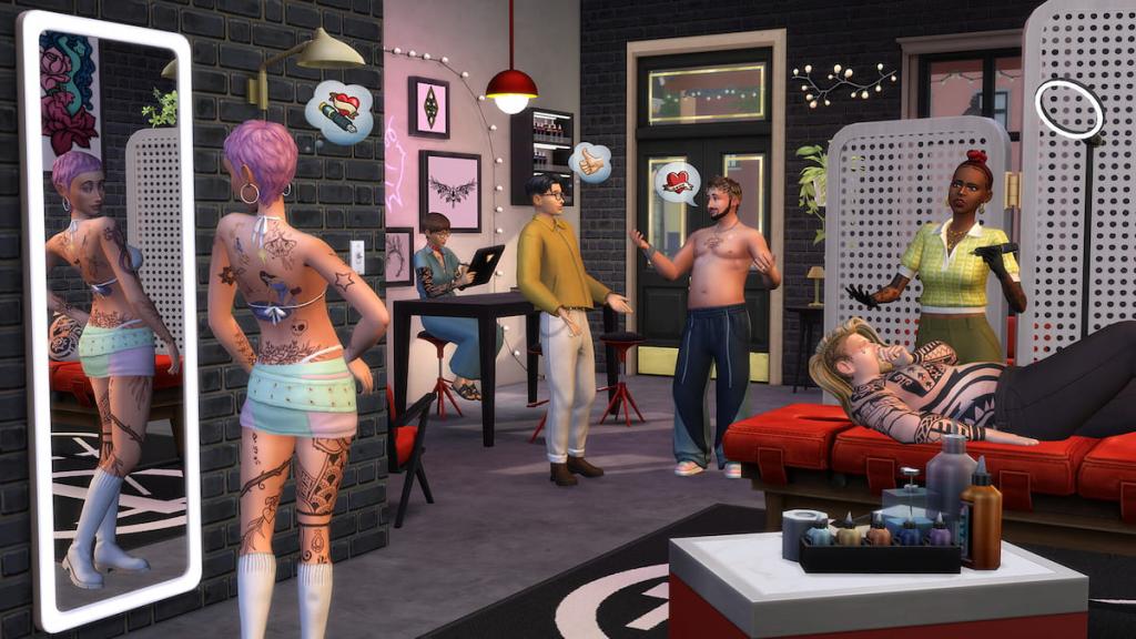 The Sims 4 Businesses and Hobbies tattoo shop