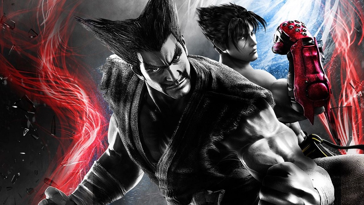 Tekken Tag Tournament 2: a black and white Jin and Heihachi stand back-to-back.