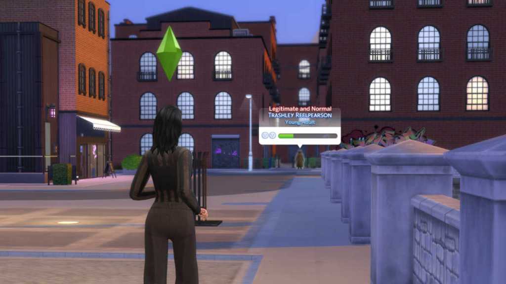 Trashley in their alley in The Sims 4: Businesses and Hobbies