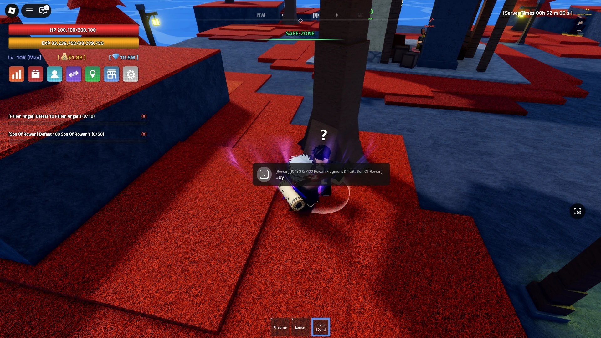 Location of the Rowan sword NPC on the Blacksmith Isle in Verse Piece Roblox experience
