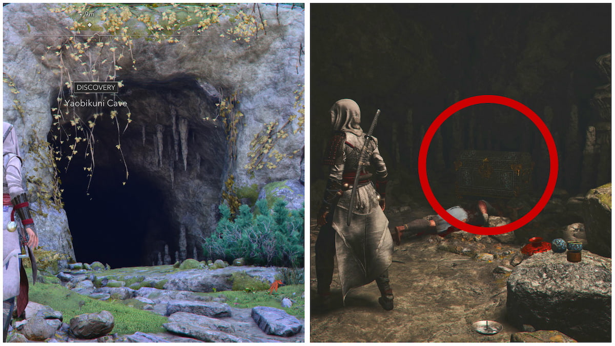 Yaobikuni Cave entrance and Legendary Chest location
