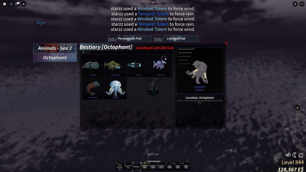 The Octophant bestiary in Fisch animal update