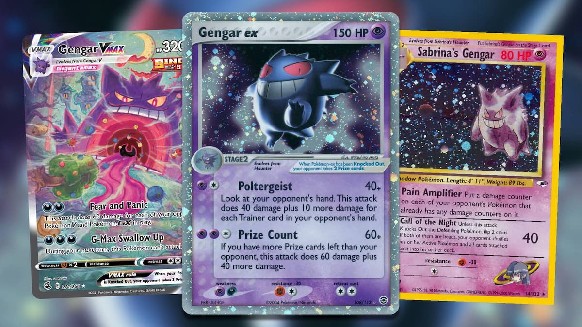 Artwork for Fusion Strike SIR Gengar VMAX Fusion Strike Firered Leafgreen Holo Gengar ex First Edition Gym Heroes Sabrinas Gengar Pokemon TCG