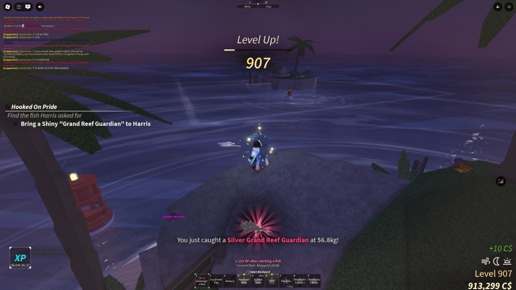 A Fisch player caught a Grand Reef Guardian