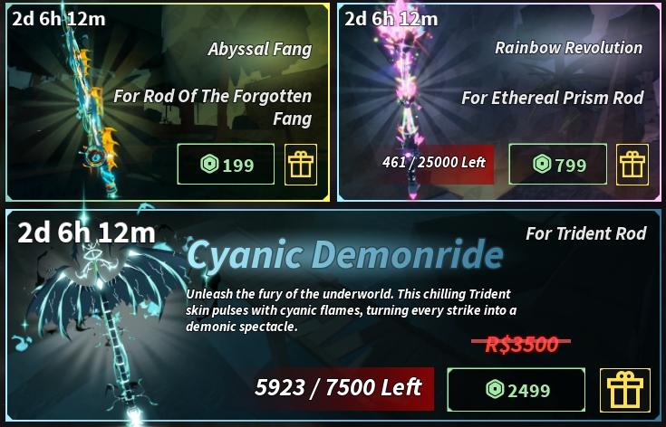 All limited Dreamer rods skins in Fisch