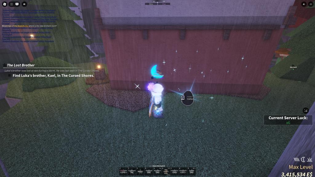 A Fisch player is standing next to a hidden Easter egg