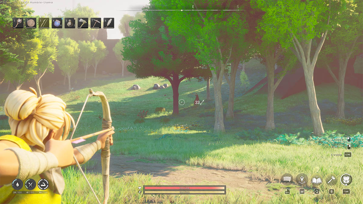 The player using a bow in Runescape: Dragonwilds.