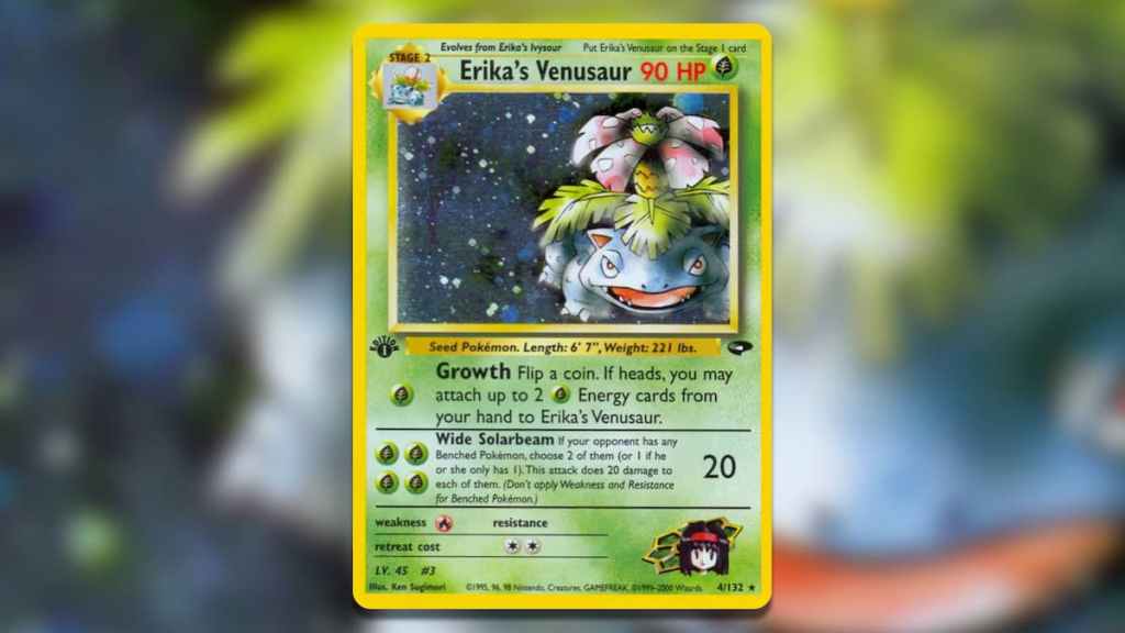 Holofoil Erika’s Venusaur (First Edition) – Gym Challenge card art
