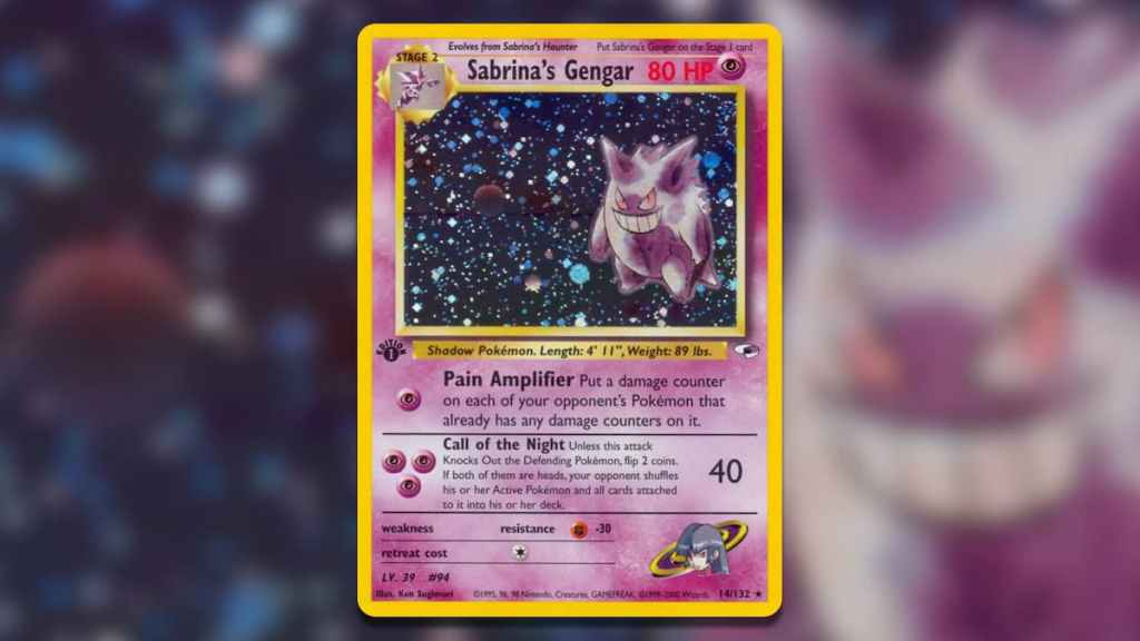 Screenshot of Pokemon TCG Holofoil Sabrina’s Gengar (First Edition) – Gym Heroes
