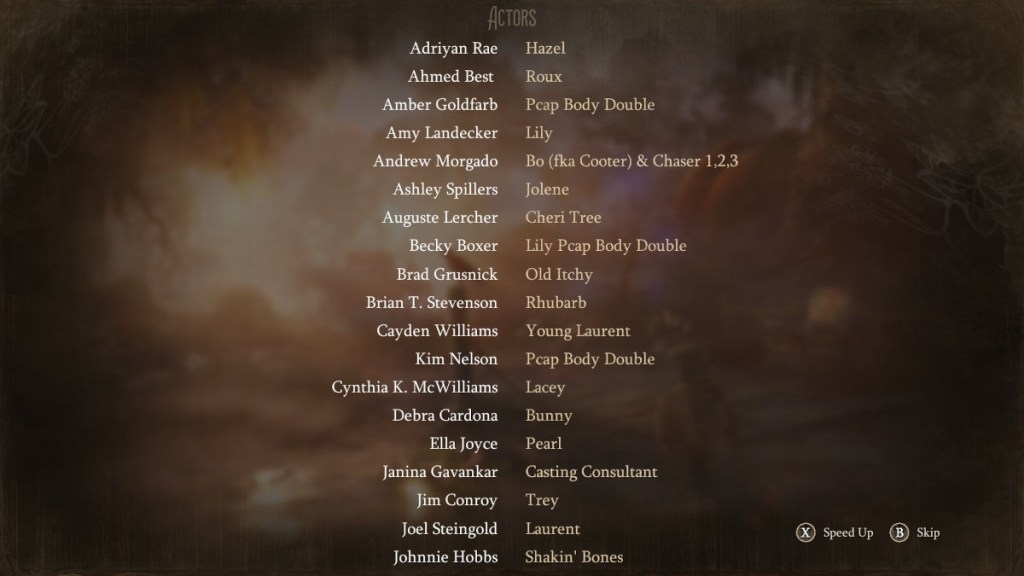 The credits for South of Midnight