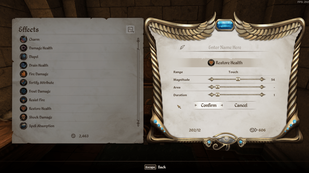The spellmaking menu in Oblivion Remastered
