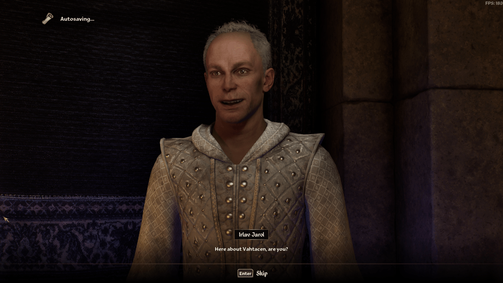 Speaking with Irlav Jarol about the quest