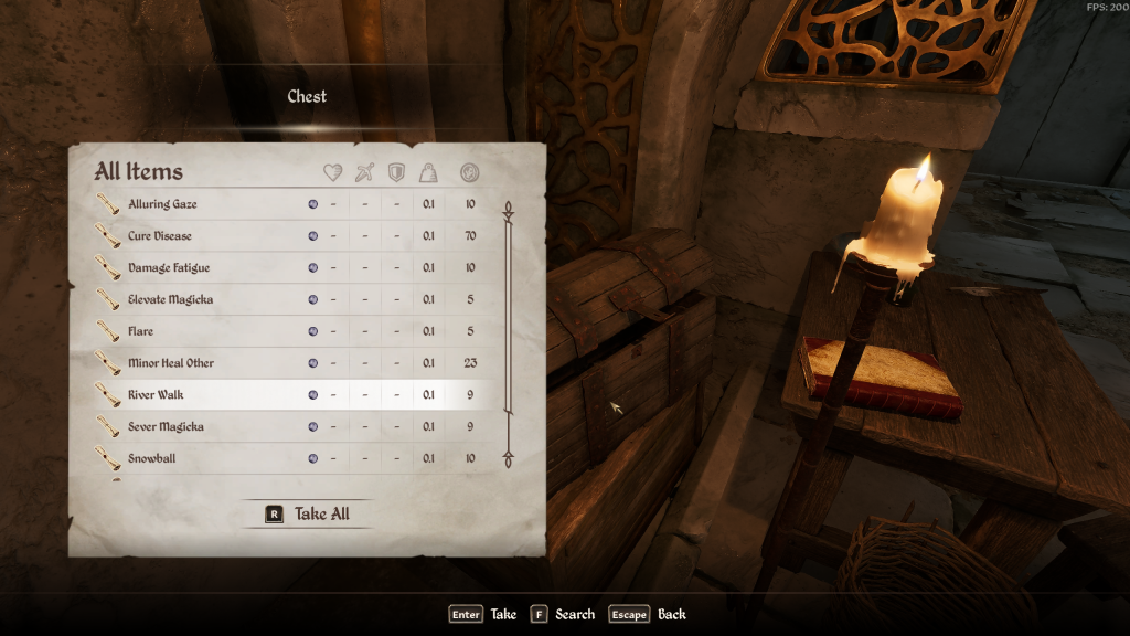 Spell scrolls inside a chest in the ruins